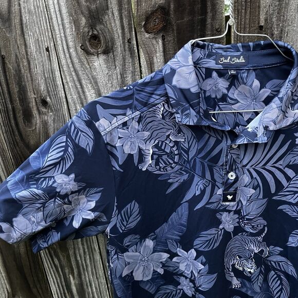 Bad Birdie Shirt Mens Medium Blue Crouching Tiger Polo Golf Performance Stretch - Picture 4 of 12